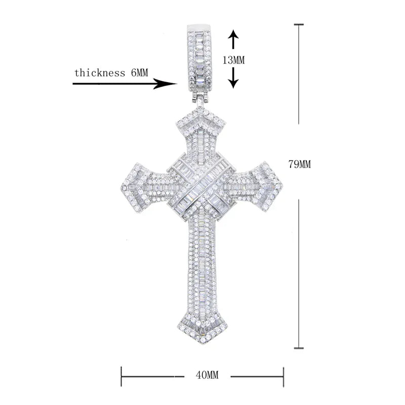 2025 New Cross Pendant for Men Women Full Iced Out Cubic Zircon Hip Hop Necklace Link Chain Fashion Rock Jewelry