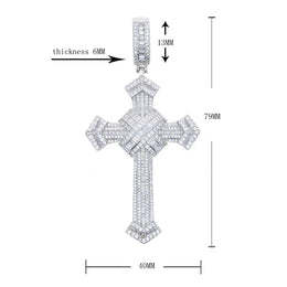 2025 New Cross Pendant for Men Women Full Iced Out Cubic Zircon Hip Hop Necklace Link Chain Fashion Rock Jewelry