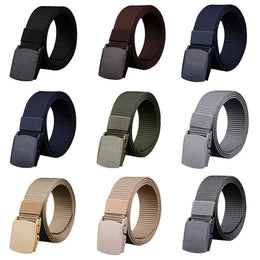 Men Belts Fashion Unisex Jeans Belts Adjustable Belt Men Outdoor Travel Hunting Waist Belt Automatic Plastic Buckle for Pants