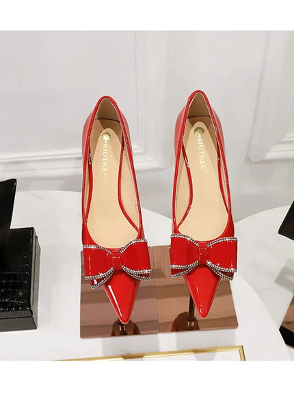 New Fashion Street Style Patent Leather Rhinestone Butterfly-knot