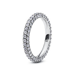Original 925 Sterling Silver Ring Love Heart Pave CZ Crystal Stackable Rings For Women Wedding Engagement Birthday Gift Jewelry