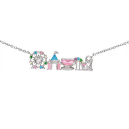 18K Gold Plated Colored Zircon Inlaid Amusement Park Pendant Necklace Cute Sweet Design Versatile Fashion Jewelry Girl 's Gift