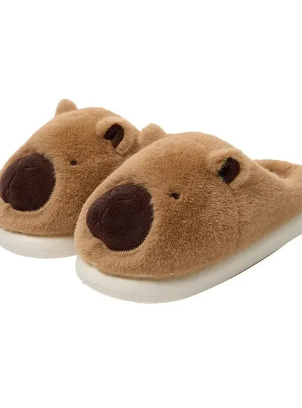 KissICON Capybara Slippers Women Winter One Word Cotton Cartoon