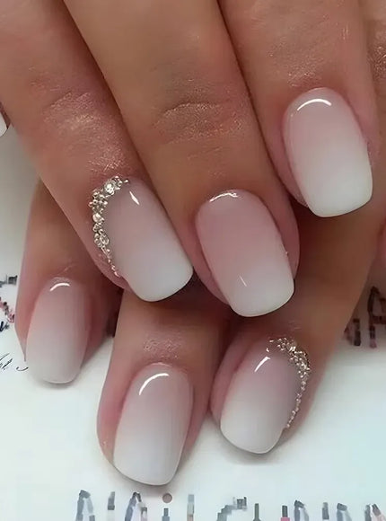 24Pcs Oval Short Pink Press on Nails Simple