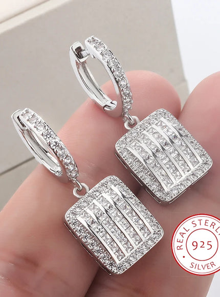 KissIcon Exquisite 925 Silver Earrings - Zircon Sparkle