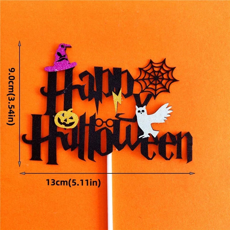 2025 Halloween Cake Decorations Pumpkin Ghost Black Castle Haunted Houses Cake Toppers for Happy Halloween Party Supplies