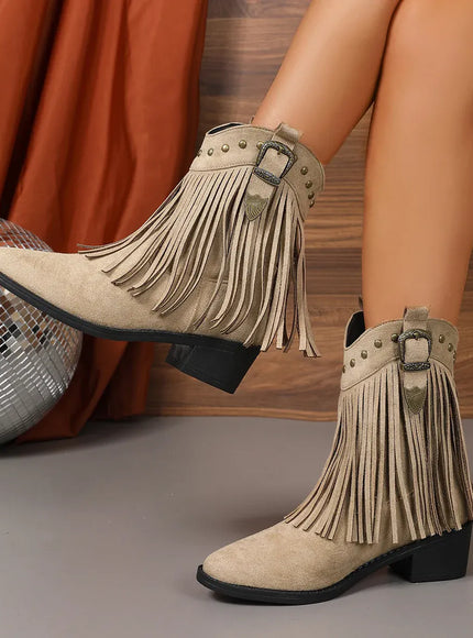 KissICON Tassel Decor High Heels Western Boots Women 2025