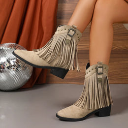 KissICON Tassel Decor High Heels Western Boots Women 2025