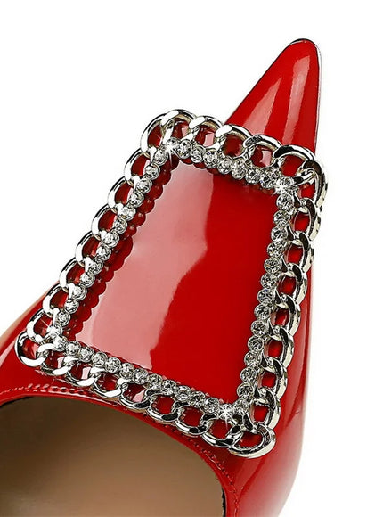 Woman 10cm High Heels Patent Leather Shallow Mouth