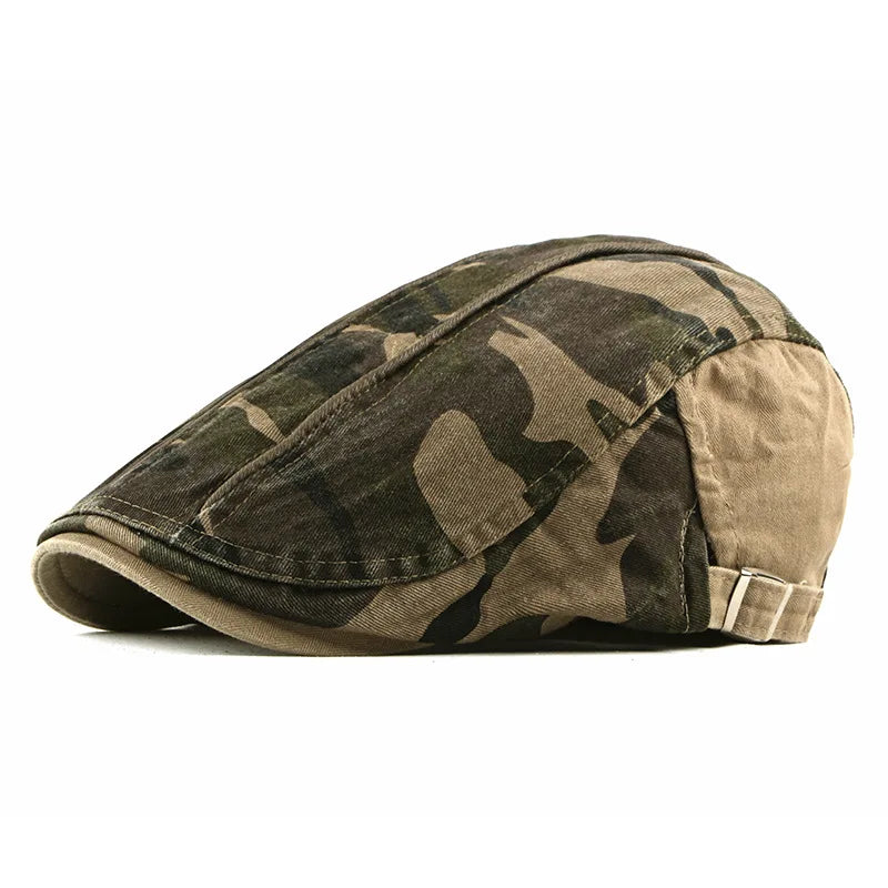 Men's Camouflage Flat Top Baseball Cap, Outdoor Sports Caps, Tactical Dad Hat, Casual Cadet, Trucker Hats