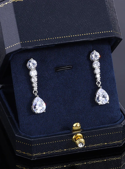 Exquisite Fashion Lady AAA Zircon Hanging Drop Shape Earrings White Leaf Wedding Jewelry Factory Wholesale 925 Silver Plated