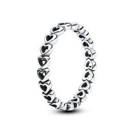 Original 925 Sterling Silver Ring Love Heart Pave CZ Crystal Stackable Rings For Women Wedding Engagement Birthday Gift Jewelry
