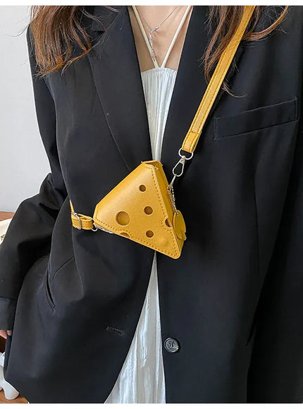 Cheese Triangle Crossbody – Adorable Hole-patterned Mini