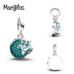 KissICON H118 Manyilus S925 Silver Ocean Turtle Crystal Charm Original Bracelet Sparkling Sea Animal Jewelry Pendant DIY Nautical Life Gift