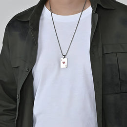 Hip Hop Stainless Steel Poker Card Ace of Spades Necklace For Men Pendant Chain Playing Cards Jewelry Ace of Hearts Necklaces