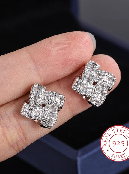 Kiss Icon Clover Earrings Sterling Silver Plated - Zircon