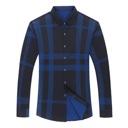 New Men's Casual Printed Long Sleeved Lapel Shirt for Spring and Autumn Fashion Comfortable Wrinkle Free Top Without Ironing