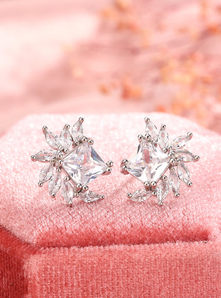 925 Silver Fashion AAA Zircon Female Earrings Flower Temperament Earrings For Ladies Birthday Party Jewelry Gifts