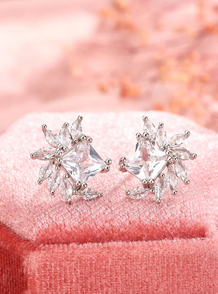 925 Silver Fashion AAA Zircon Female Earrings Flower Temperament Earrings For Ladies Birthday Party Jewelry Gifts