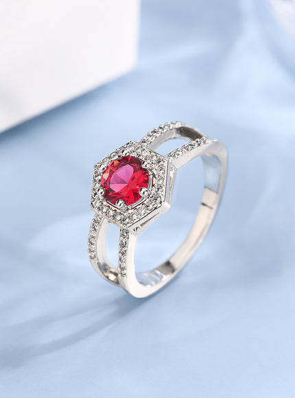KissIcon Vintage Red Ruby Zircon Ring - 925 Silver Plated