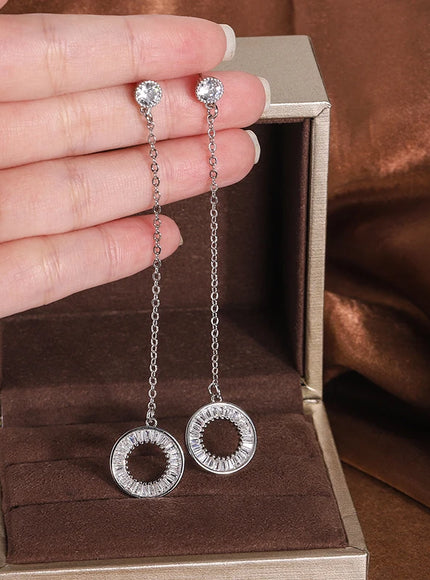 KissIcon Korean Tassel Earrings - Zircon Pendant 925 Silver