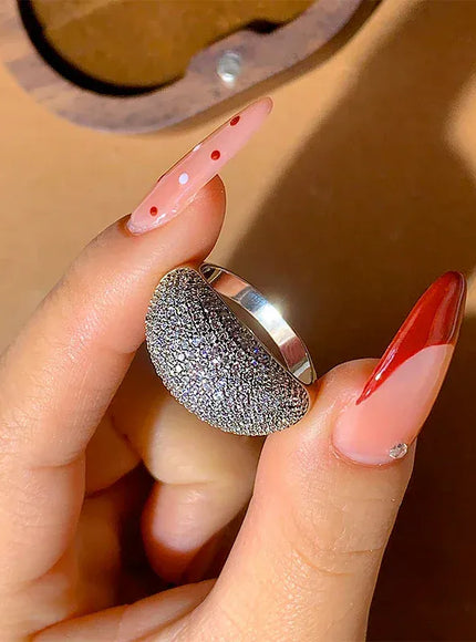 Stylish Zircon Ring For Ladies Shiny AAA Stones Ideal Gift