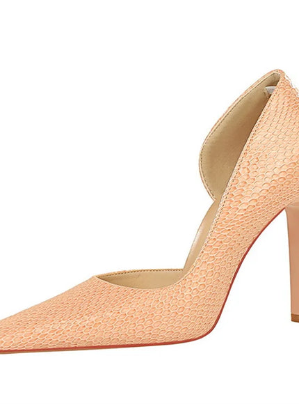 Woman Vintage Snake Print Pumps Square Toe Patent