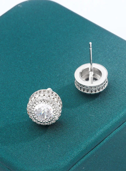 KissIcon Hip Hop Round Zircon Earrings -Micro Diamond Shine