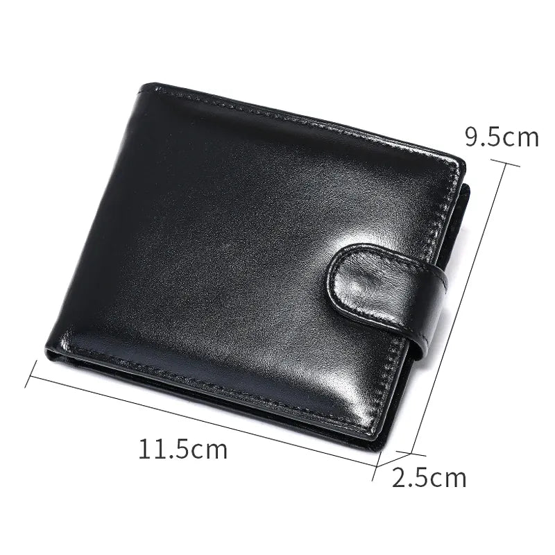 Leather Mens Wallet with Coin Pocket Genuine Leather Wallet for Men Short Style