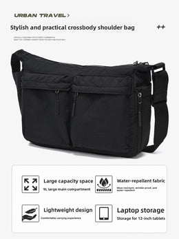 Unisex Casual Slanting Crossbody Bag Large Capacity Black Versatile Commuting Bag for Men And Women Suitable for Daily Use