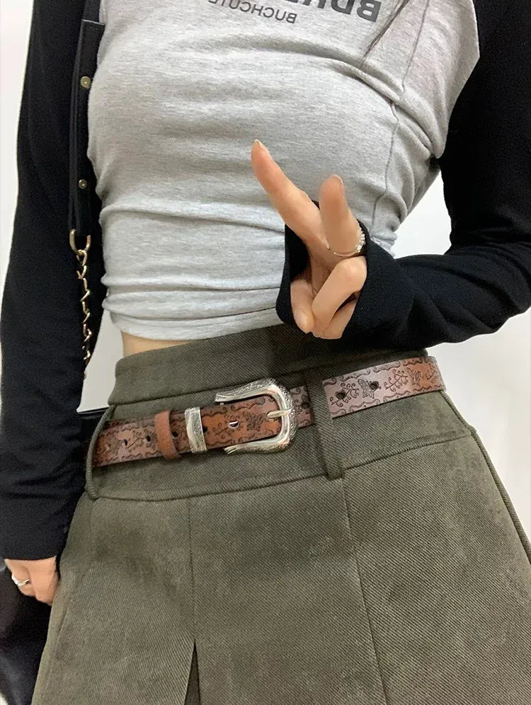 Women Belts For Jeans Dresses Pants Ladies Leather Waist Belt with Gold Buckle