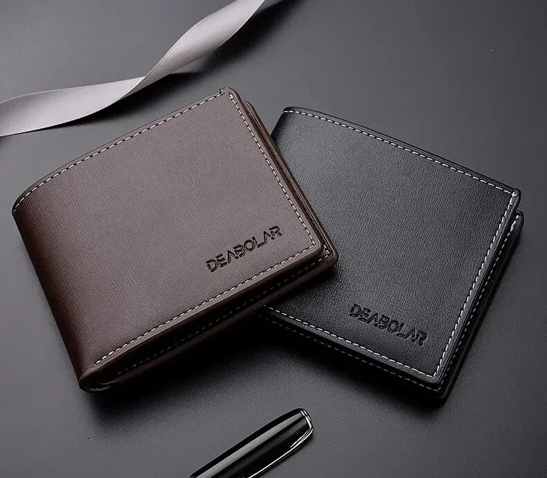 Ultra Thin Mens Wallet Leather Bifold Compact Cash Holder for Men with Coin Pocket