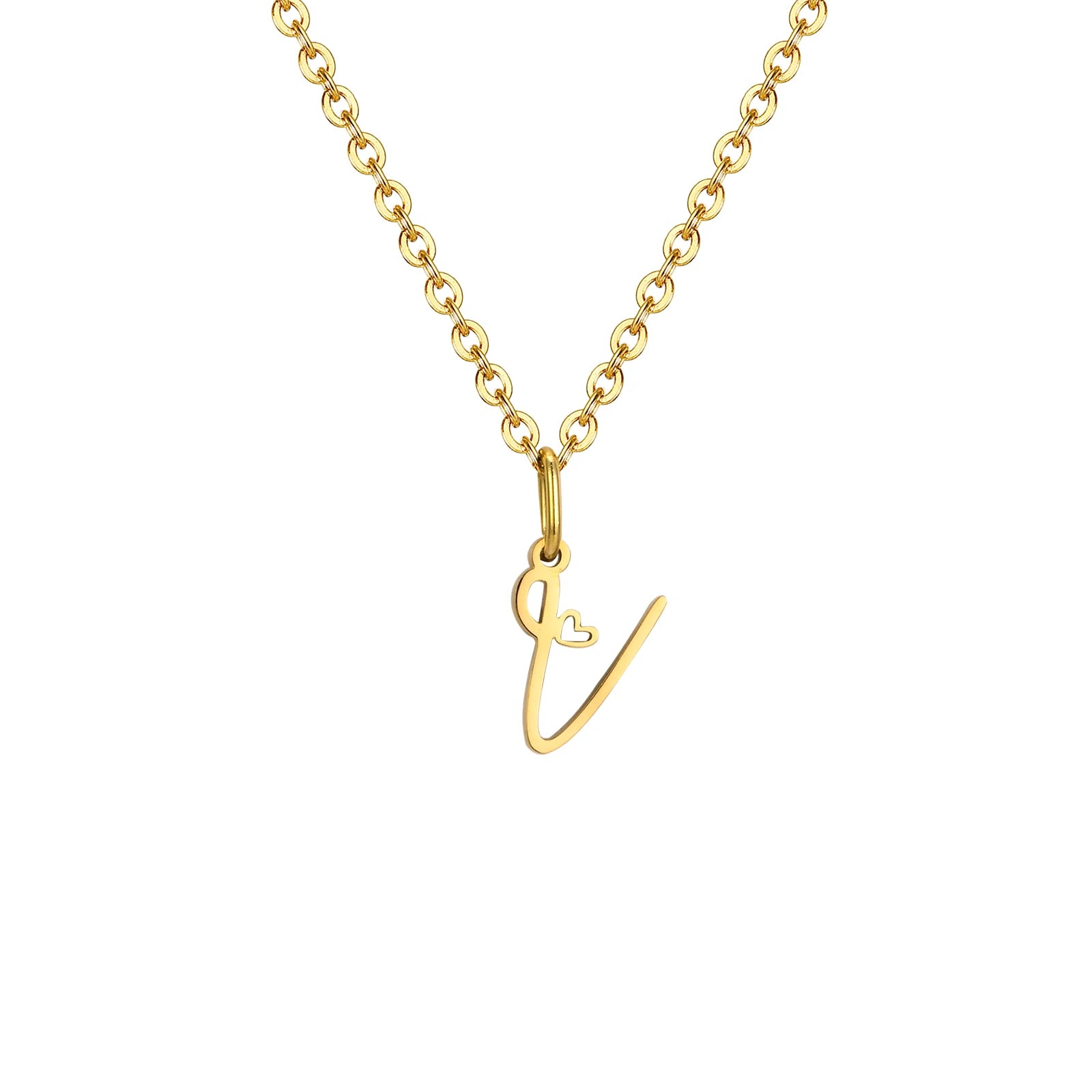 Dainty Heart Initial Necklace for Women, Gold Plated A-Z Letter Pendant, Waterproof Stainless Steel Monogram Jewelry, Personaliz