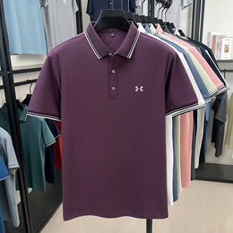 100% cotton men's short sleeved embroidered polo shirt sports brand striped top summer comfortable and breathable casual T-shirt