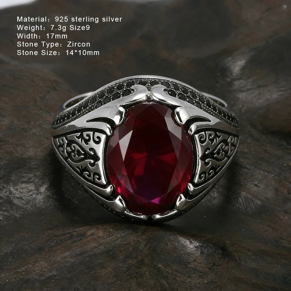 Guaranteed 925 Silver Rings Luxury Turkish Jewellery For Men And Women With Zircon Stone Retro Vintage Rings In Fijne Sieraden