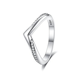 Original 925 Sterling Silver Ring Love Heart Pave CZ Crystal Stackable Rings For Women Wedding Engagement Birthday Gift Jewelry