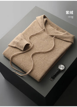 MVLYFLRT Men's One-Piece Ready-to-Wear Hoodie 100% Merino Wool Knitted Sweater Shirt Autumn Winter Casual Large Top Long Sleeved