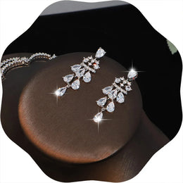 Exquisite Simple Women Jewelry Set 2 PCS Cubic Zirconia High Quality Saudi Arabia Bridal Wedding Jewellery Accessories