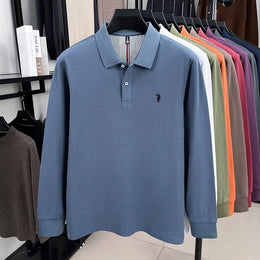 100% cotton spring and autumn new men's long sleeved casual comfortable fashion brand polo shirt exquisite pony embroidery top