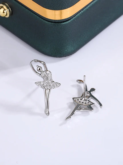 KissIcon Glitter Ballerina Earrings - Zircon Sparkle