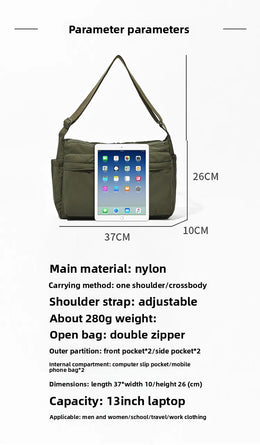 2026 NEW Top Quality Thickened Casual Messenger Bag, Single Shoulder Large Capacity Laptop Multi Pocket Sports Bag for Men Women