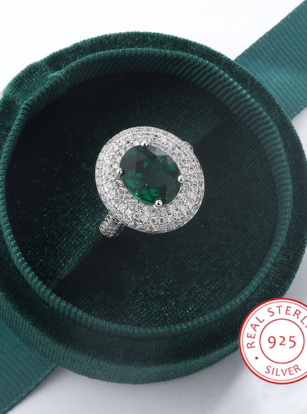 High Quality 925 Silver Plated Zircon Rings for Women Fashion Green Zircon Jewelry Party Ring Exquisite Wedding Bridal Jewelry