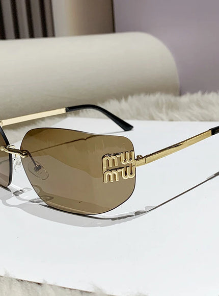 Rimless Rectangle Gradient Sunglasses