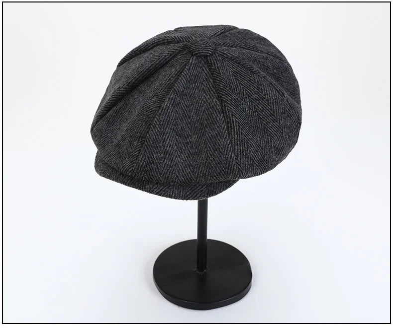 Men's Tweed British Newsboy Hat Herringbone Gatsby Hat Street Hats Octagonal Brim Hat Four Seasons Hip Hop Beret Painter Hat