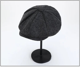 Men's Tweed British Newsboy Hat Herringbone Gatsby Hat Street Hats Octagonal Brim Hat Four Seasons Hip Hop Beret Painter Hat