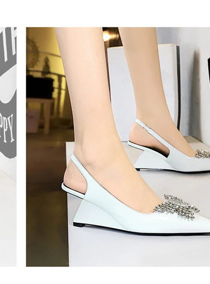 New Wedges Patent Leather Shallow Pointed Toe High
