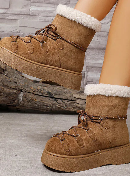 Korean Thick Bottom Women's Snow Boots Lace Up