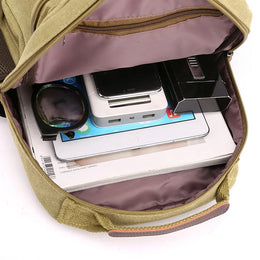 Small Mens Backpack Canvas Casual Backpacks for Men 2025 Mini Male School Bag Rucksack Man Multi-function Crossbody Bag Travel