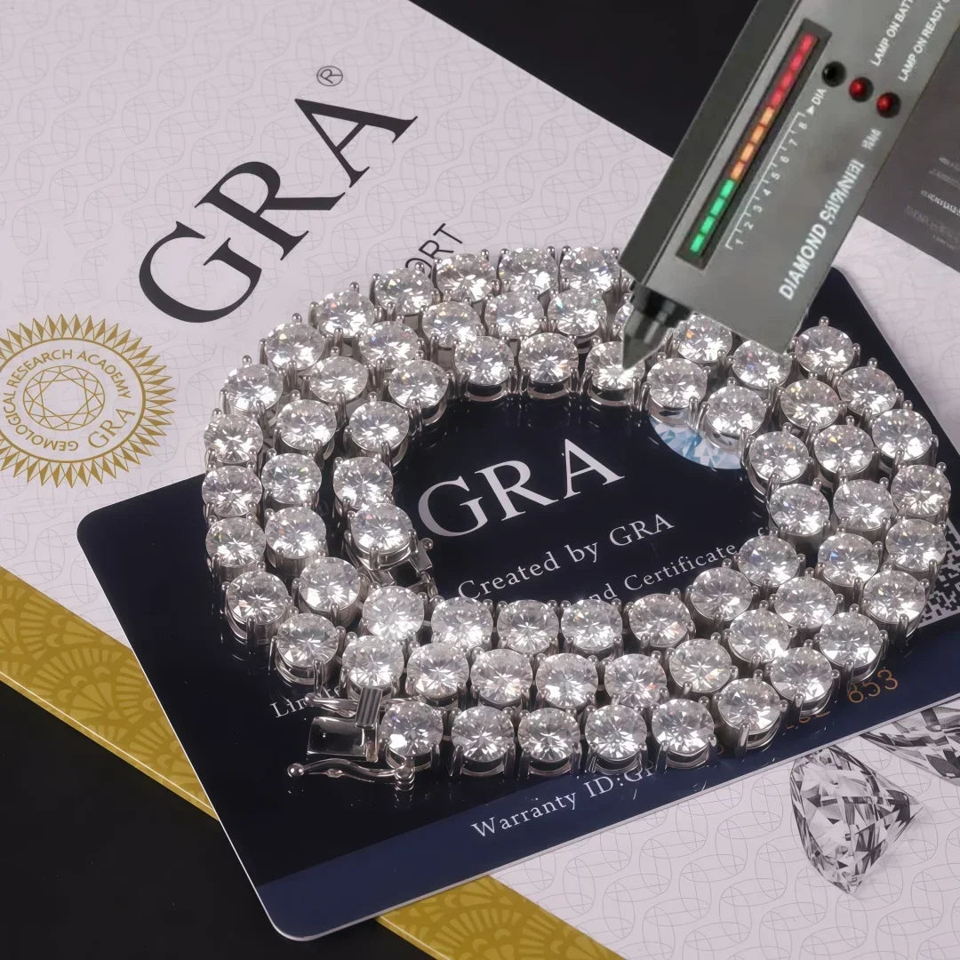 D VVS1 Moissanite Tennis Bracelet Original s925 Sterling Silver Plated 18k White Gold with GRA Necklace for Women Man