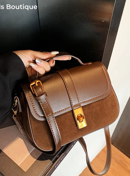 Branded Mini Square Flap Cross Body Bags For Women 2025 Latest Luxury Designer Purses And Handbags PU Suede Shoulder Saddle Bag